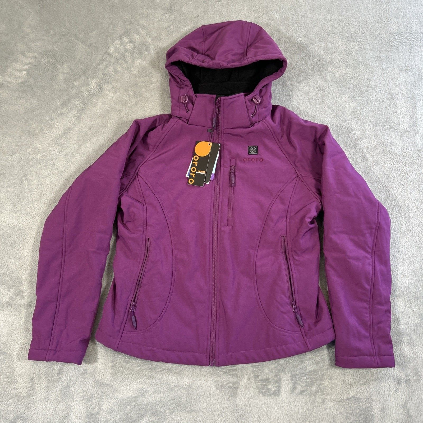 Ororo Heated Jacket Womens Small 3 Heat Zone Purple Hooded Full Zip Winter Coat — image 5 of 8